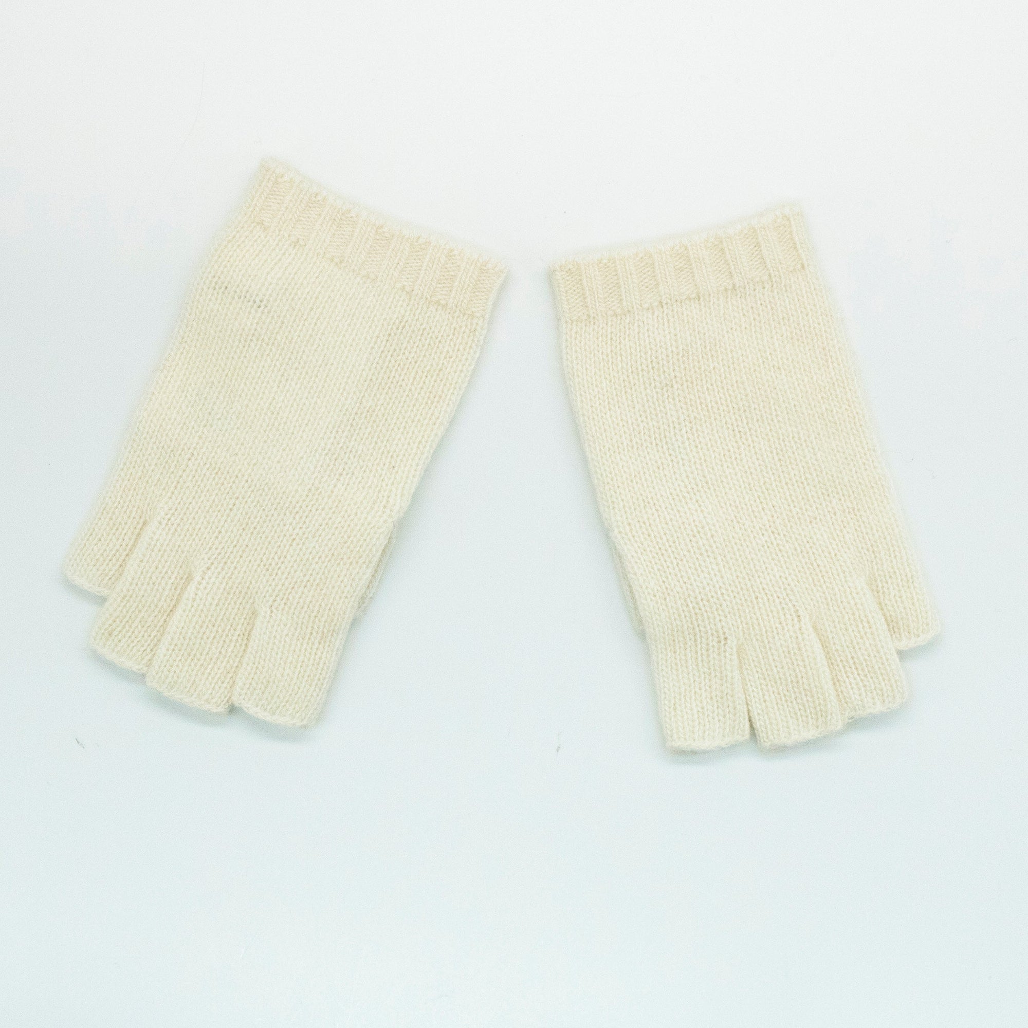 Kids Cashmere Fingerless Gloves | White