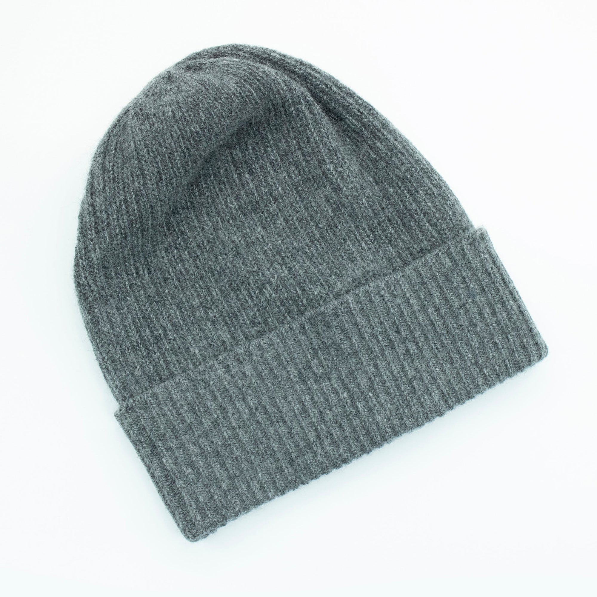 Cashmere Ribbed Beanie | Medium Grey