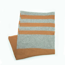 Cashmere Striped Wrap | Camel/Light Grey