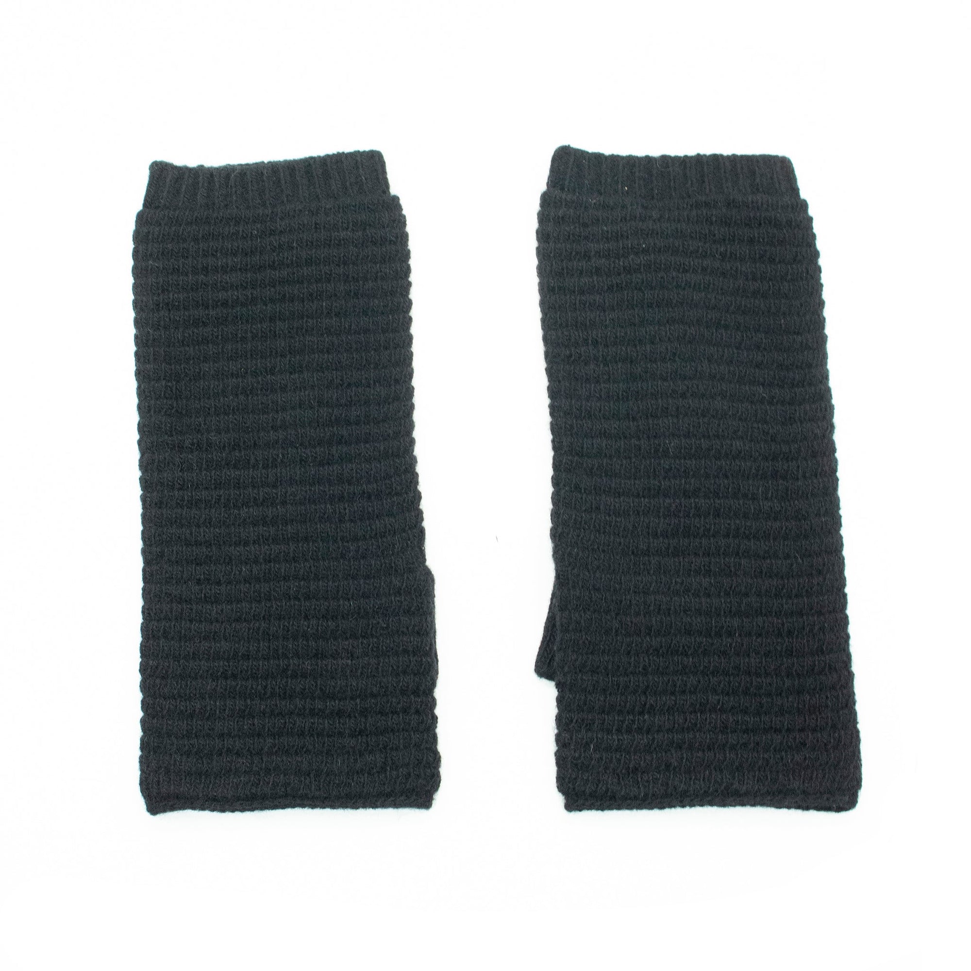 Cashmere Ribbed Fingerless Gloves | Black