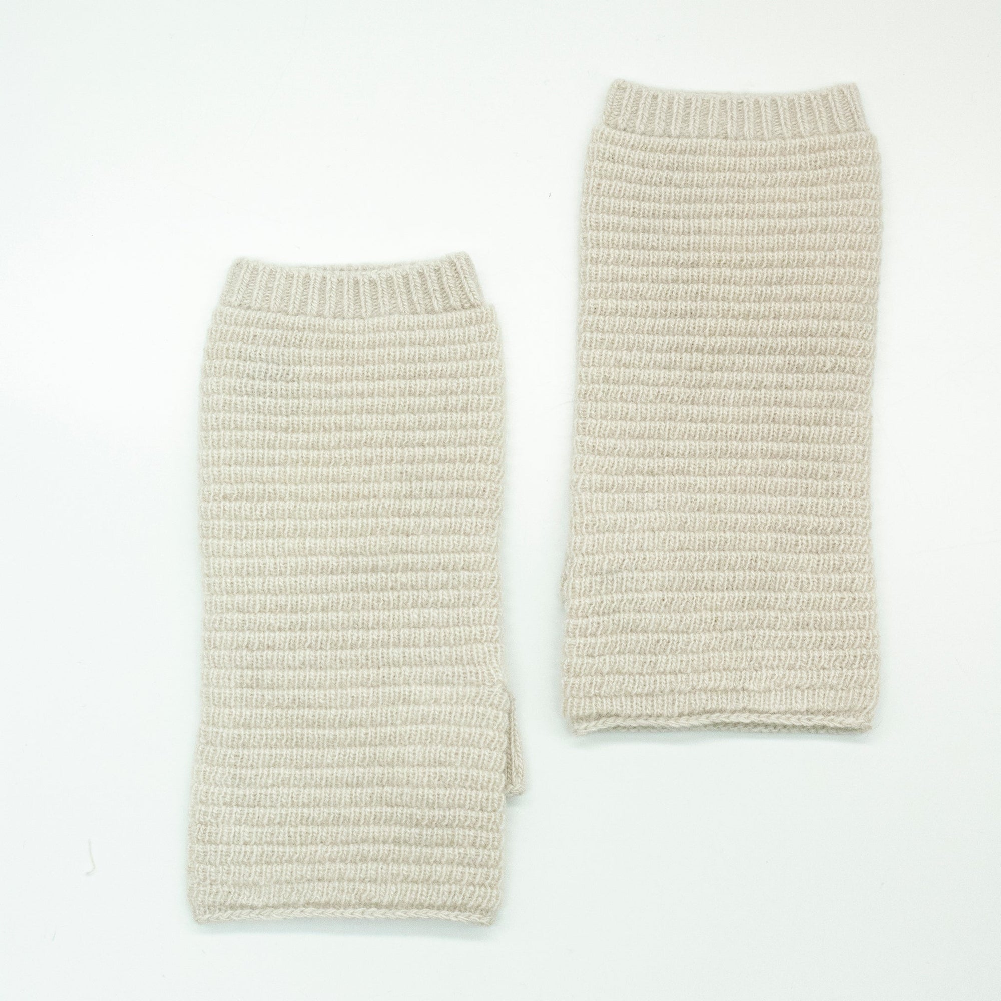 Cashmere Ribbed Fingerless Gloves | Ivory