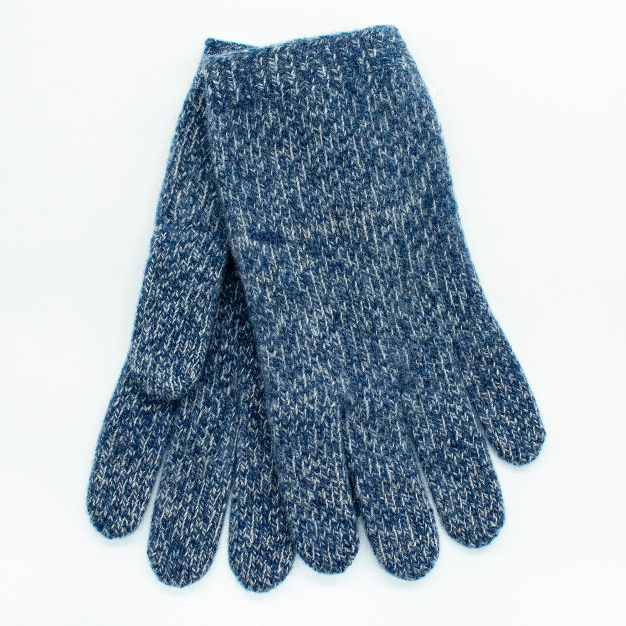 Kids Cashmere Tweeded Gloves | Denim/Grey