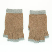 Cashmere Colorblock Fingerless Gloves | Copper/Grey