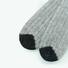 Cashmere Ribbed Socks With Contrast Color | Light Grey