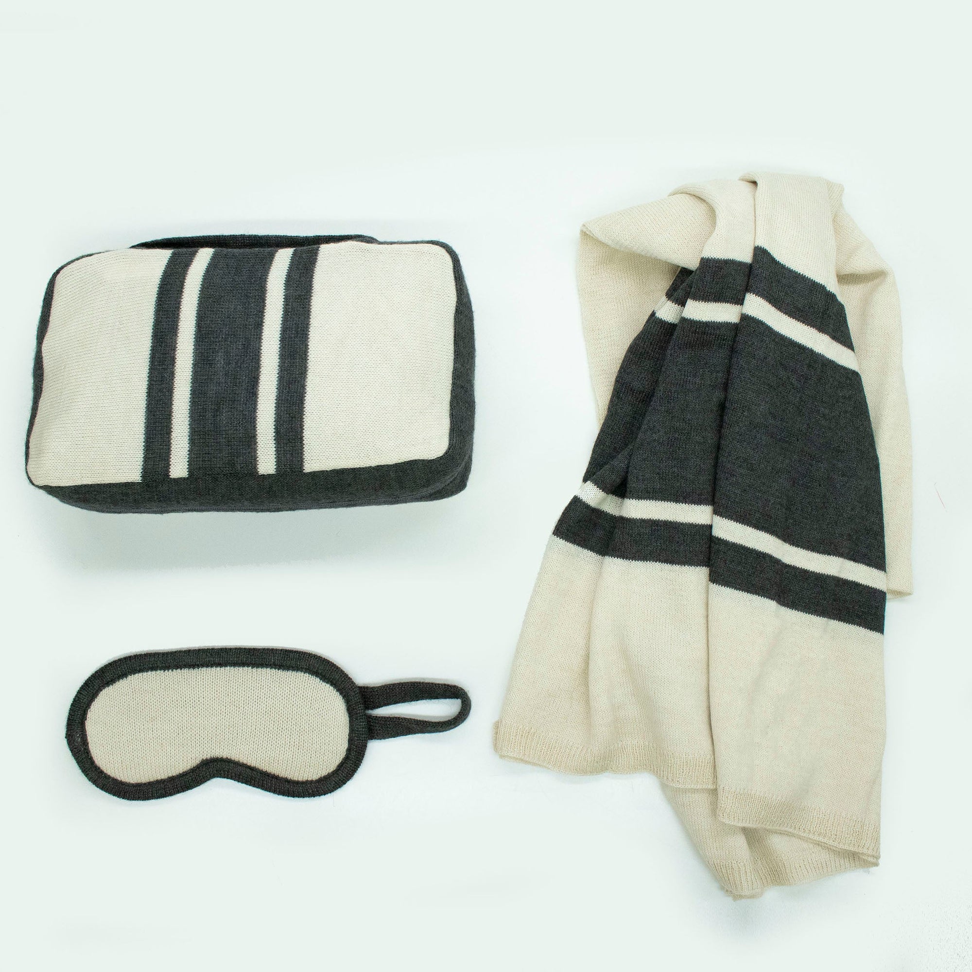 Striped Travel Set | Grey/White