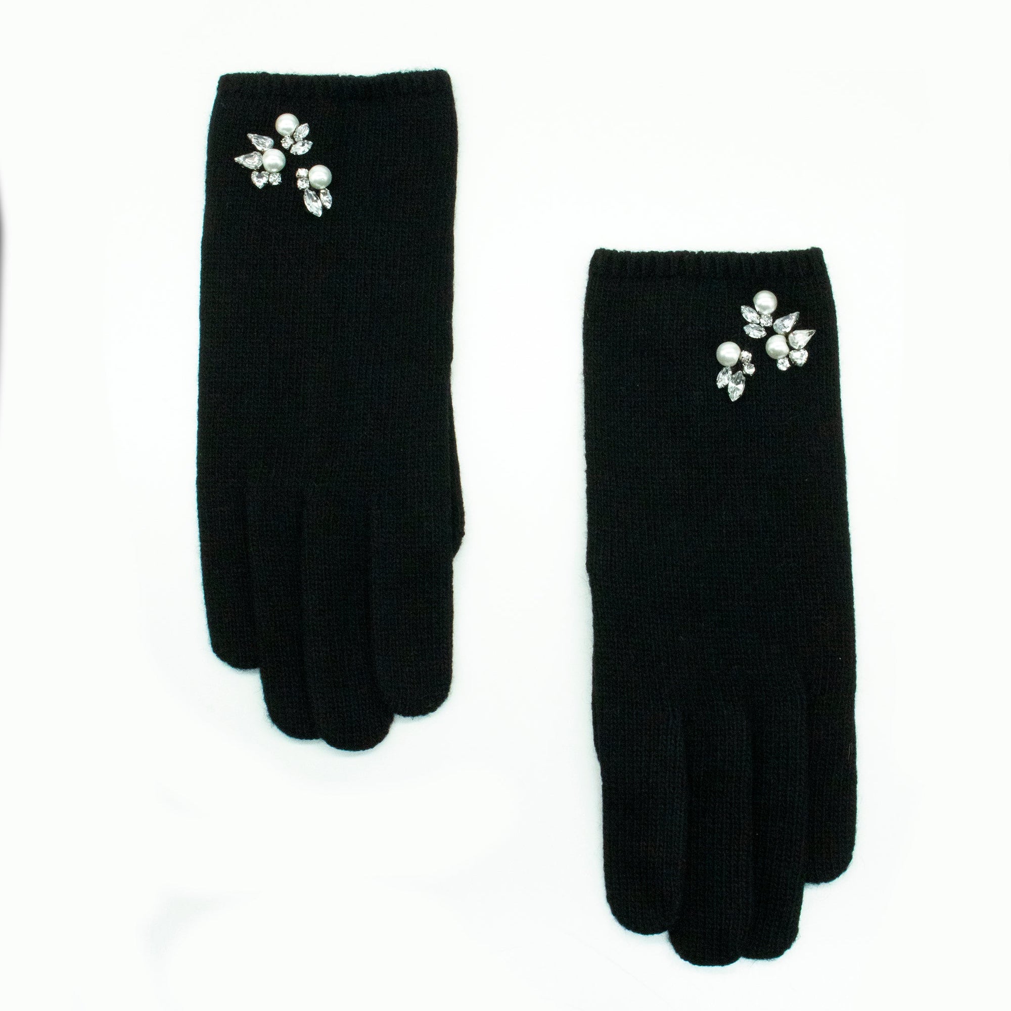 Gloves With Pearls And Stones | Black