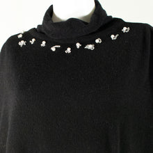 Womens | Poncho with Crystal Stones | Black