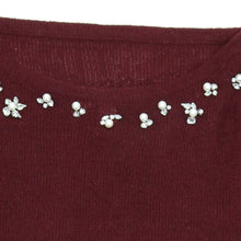 Womens | Poncho with Crystal Stones | Bordeaux