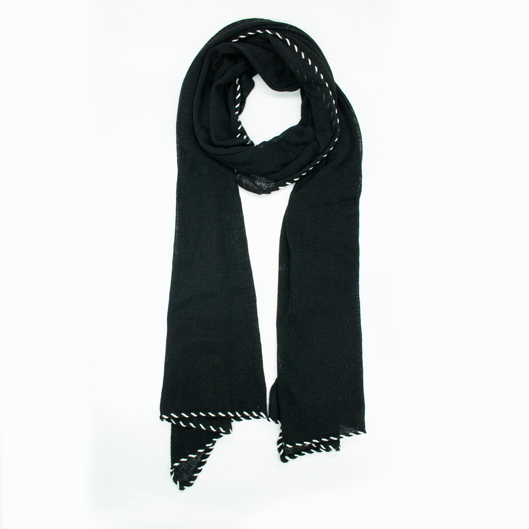 Womens | Wrap with Contrast Whipstitch | Black