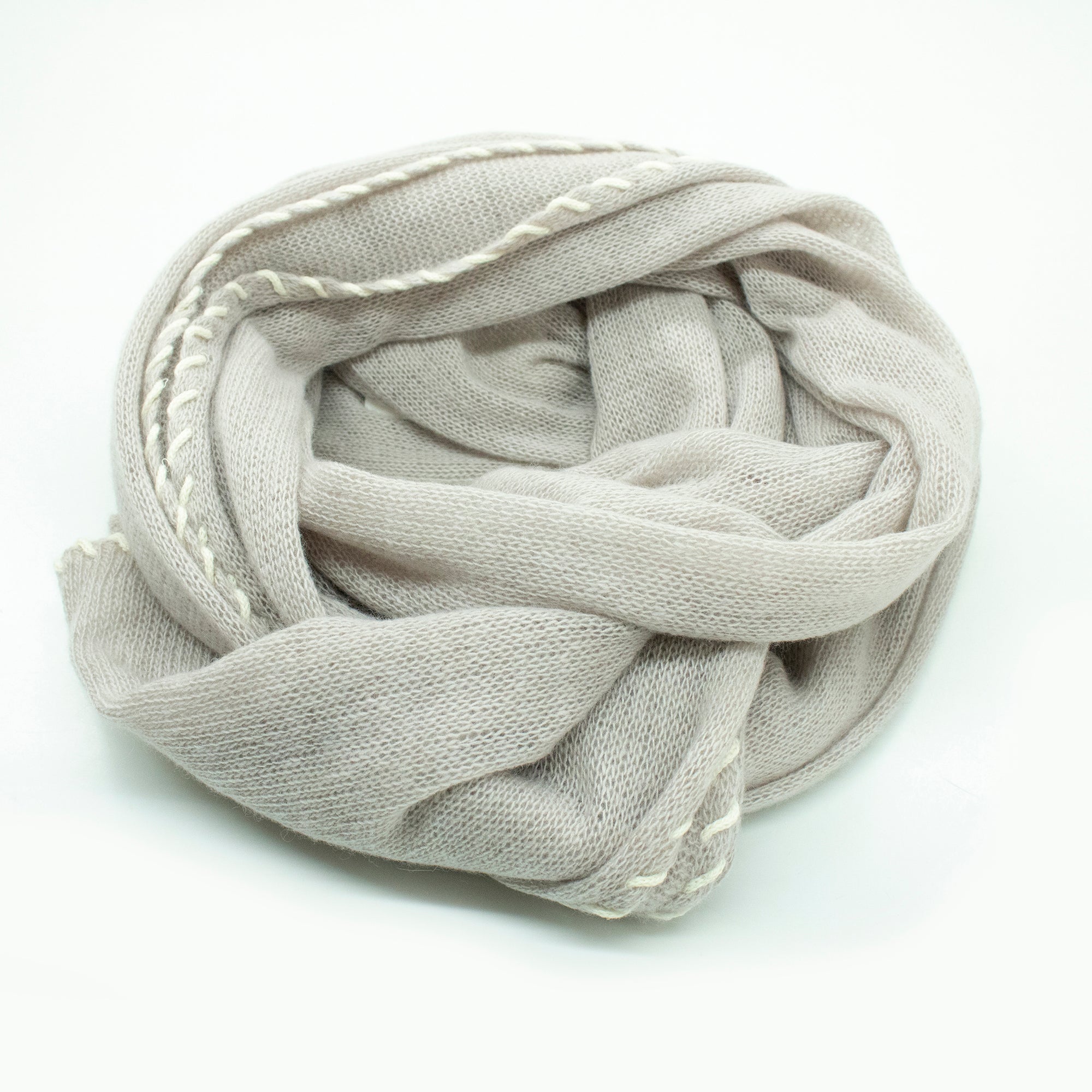 Womens | Wrap with Contrast Whipstitch | Pale Grey