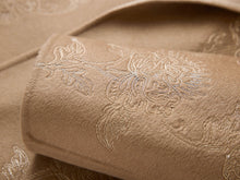 Gold Thread Embroidered Wool Cashmere Blended Coat | Camel