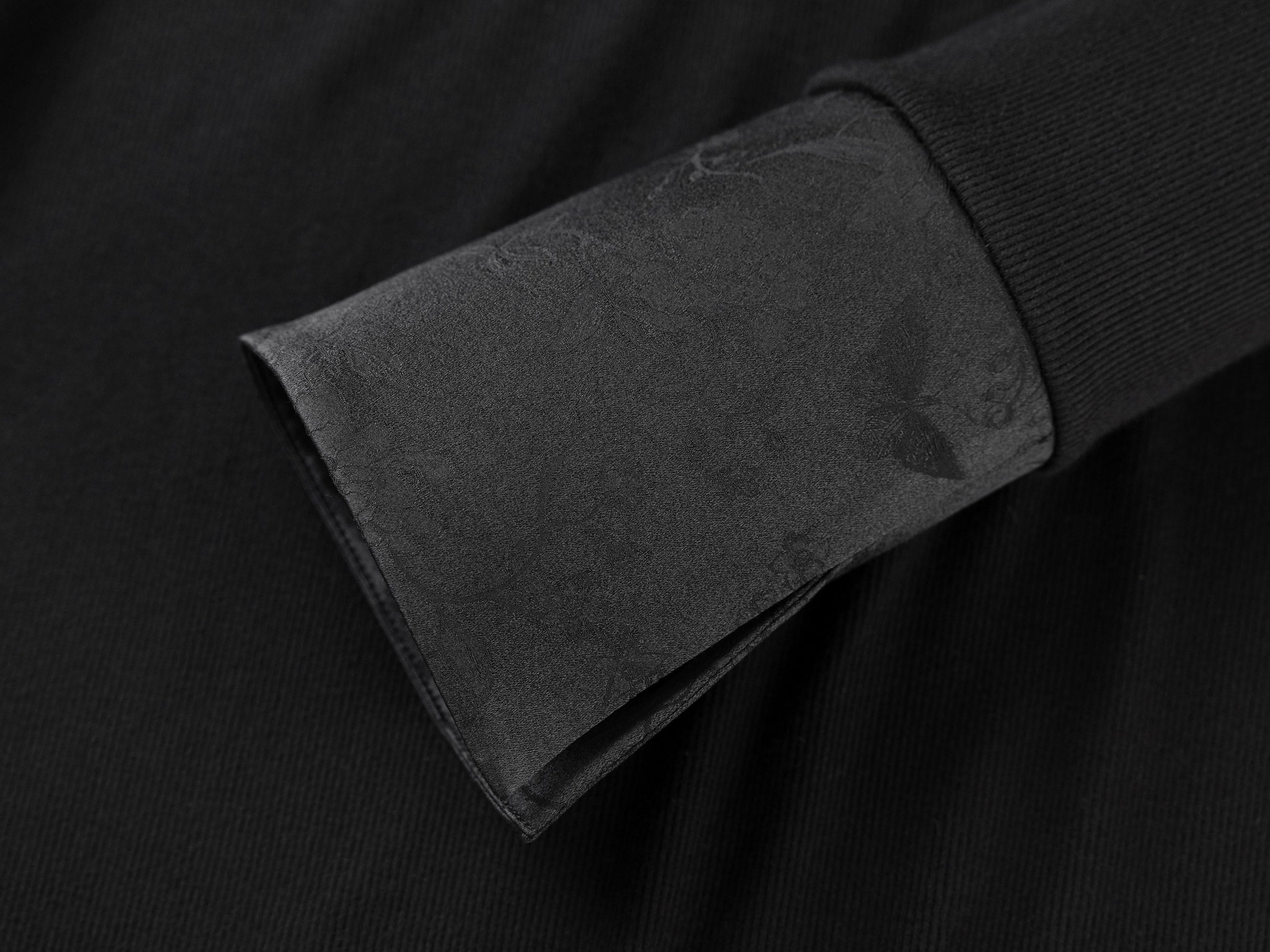 Mandarin Collar Long-Sleeve Top | Black