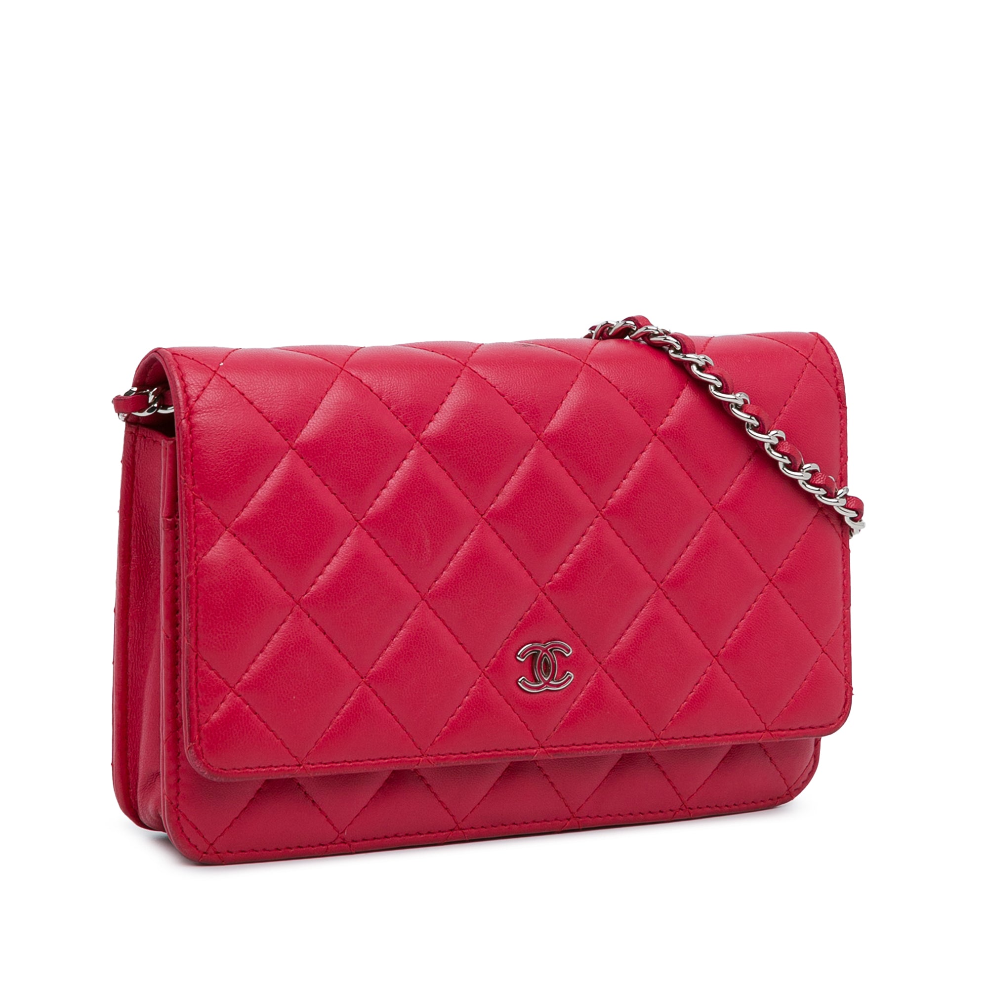 Chanel | Pre-Owned Classic Lambskin Wallet on Chain | Pink/Dark Pink