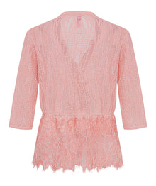 V-neck Jacquard Knit Cardigan | Pink