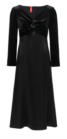Triacetate Velvet Midi Dress | Black