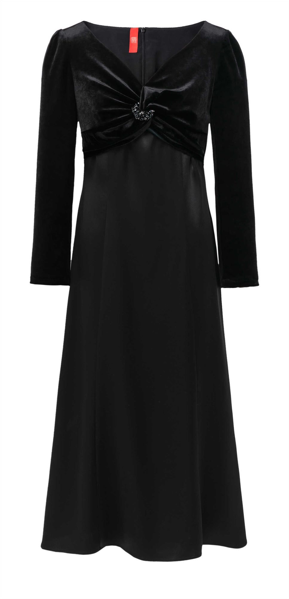 Triacetate Velvet Midi Dress | Black