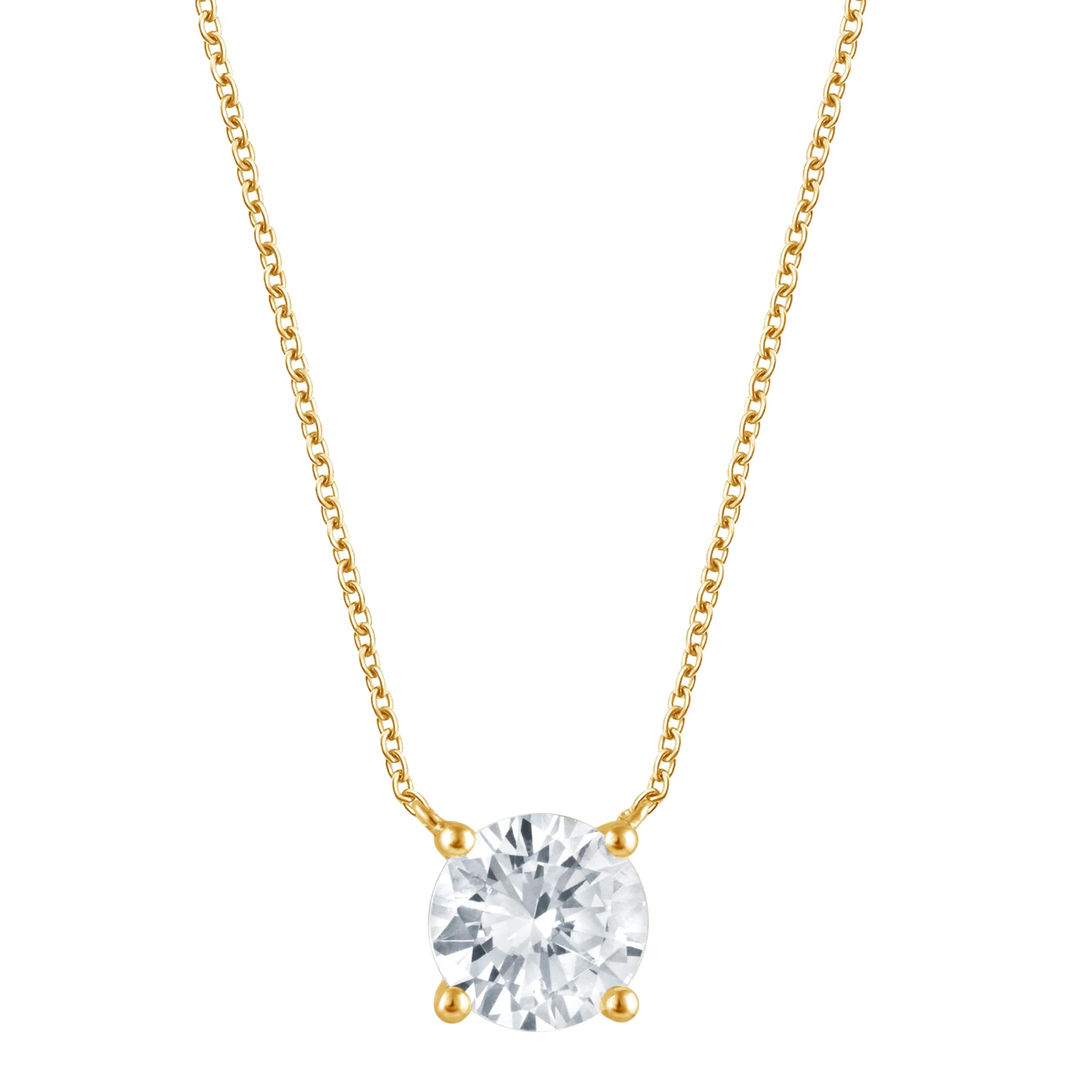 2.00 CT Round Lab-Grown Diamond | Solitaire Pendant Necklace | 14K Yellow Gold | G Color | VS Clarity