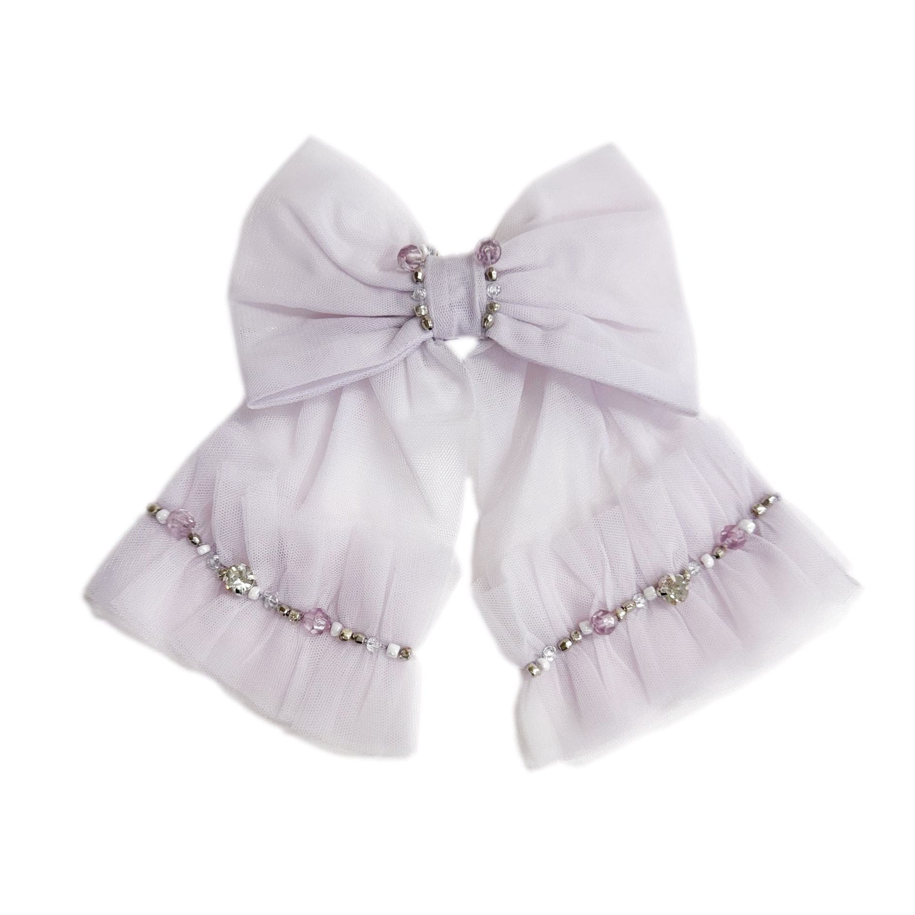 Ariel Rhinestone and Tulle Hair Bow | Lavender