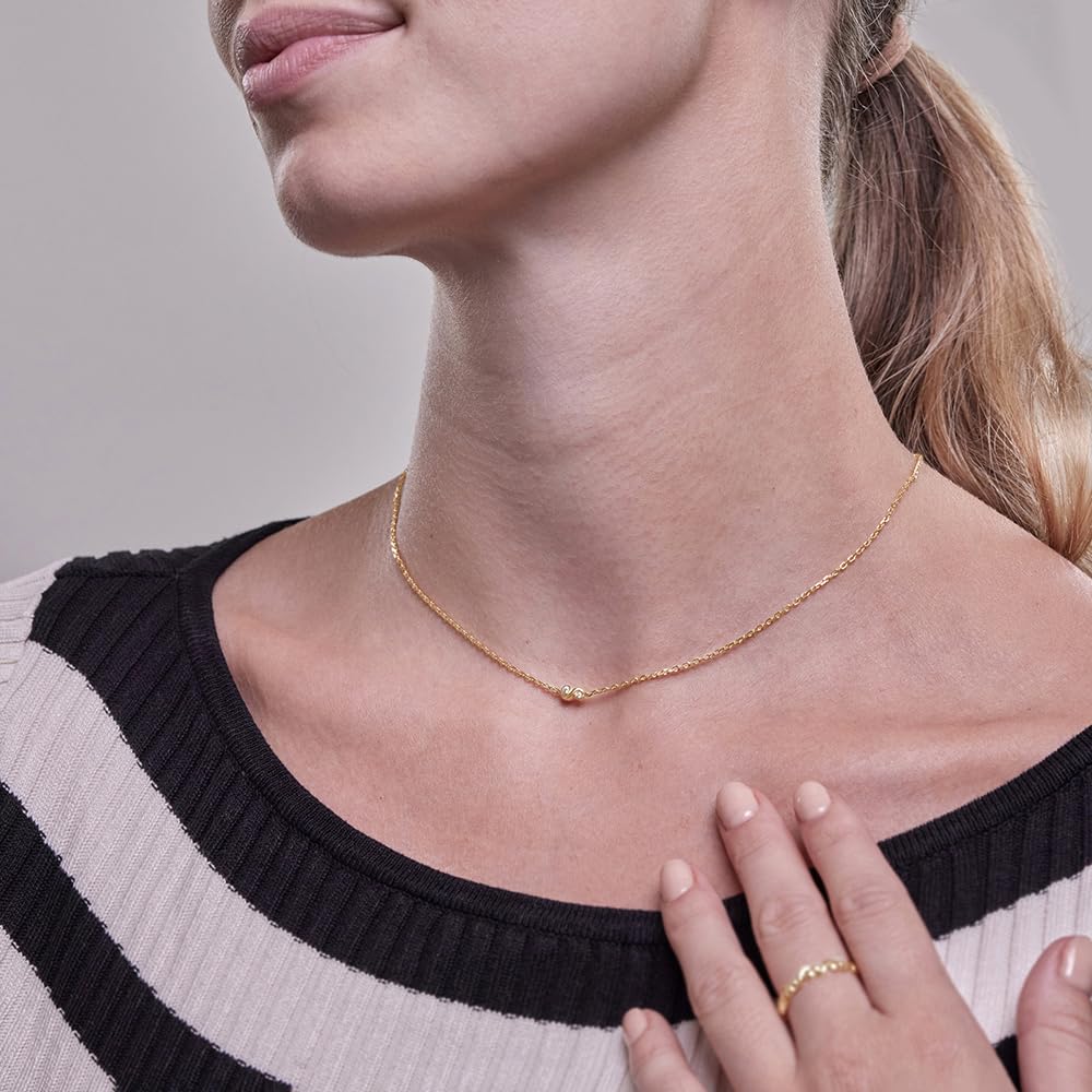 Womens | 0.04 CT Round Cut Lab Grown Accent Diamond | 2 Stone Fashion Pendant Necklace | 14K Yellow Gold Silver | G-SI