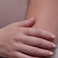 Womens | 0.04 CT Round Cut 3 Stone Lab Grown Accent Diamond | Fashion Band Ring | 14K Yellow Gold Plated Silver | G-SI