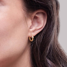 Womens | 0.06 CT Round Cut Lab Grown Accent Diamond | Hoop Earrings | 14K Yellow Gold Plated Silver | G-SI