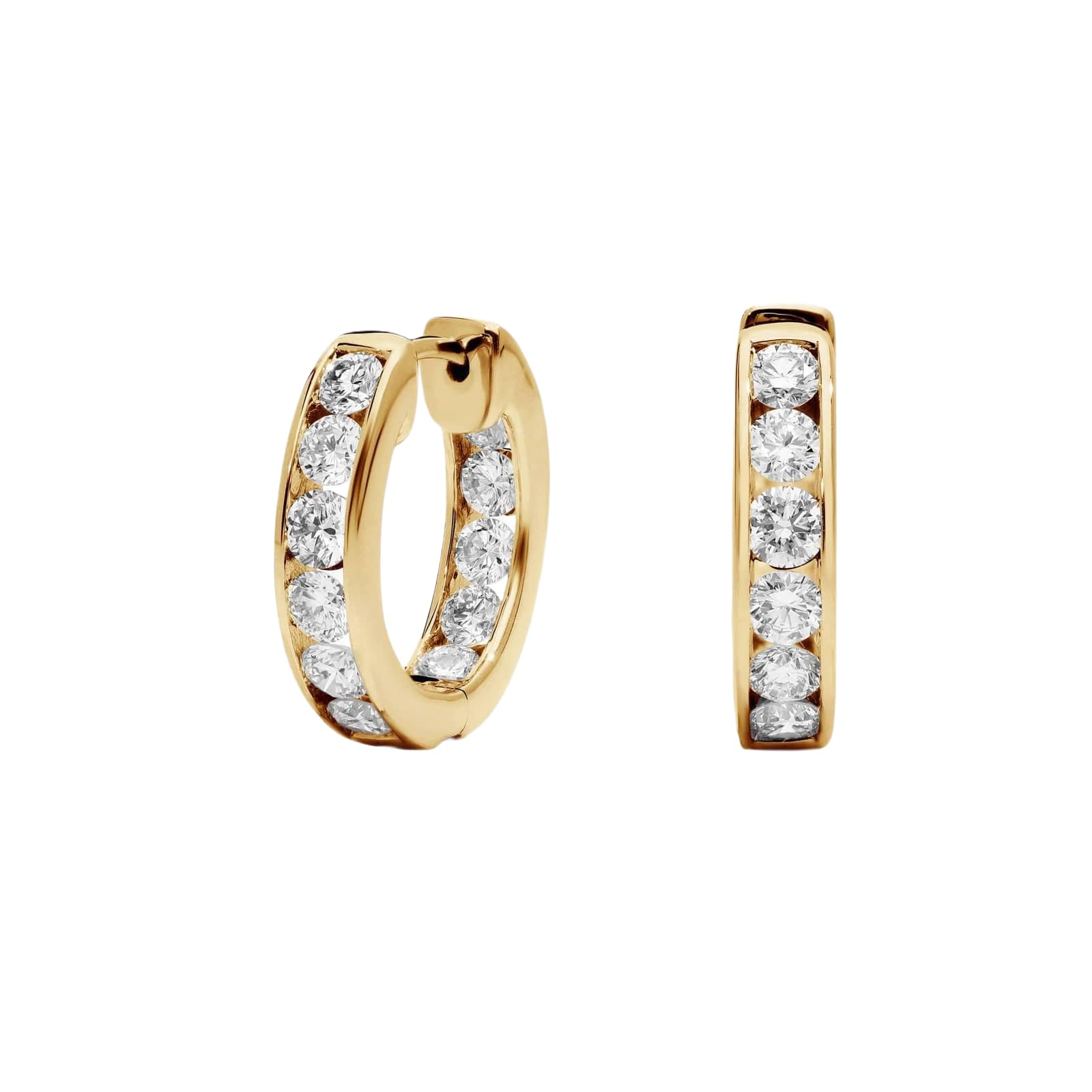 2.00 CT Oval Lab-Grown Diamond | Inside Out Hoops Earrings | 14K Yellow Gold