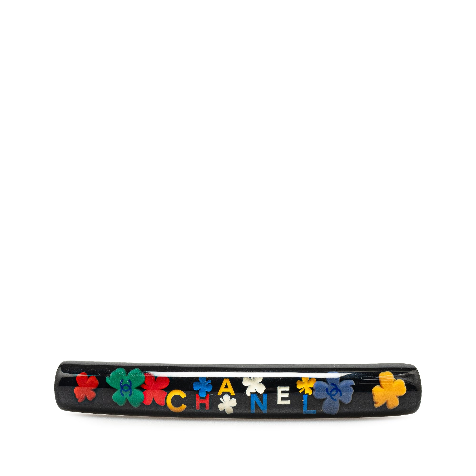 Chanel | Pre-Owned Resin CC Clover Hair Barrette | Black