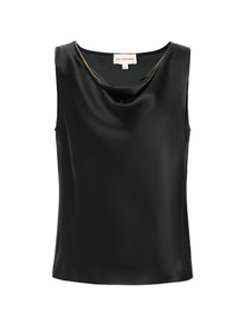 Sleeveless Draped Neck Top | Black