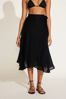 Lana Linen Wrap Skirt | Black EcoLinen