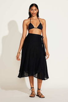 Lana Linen Wrap Skirt | Black EcoLinen