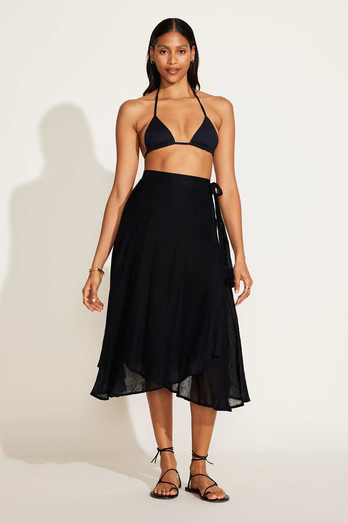 Lana Linen Wrap Skirt | Black EcoLinen