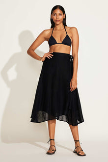 Lana Linen Wrap Skirt | Black EcoLinen
