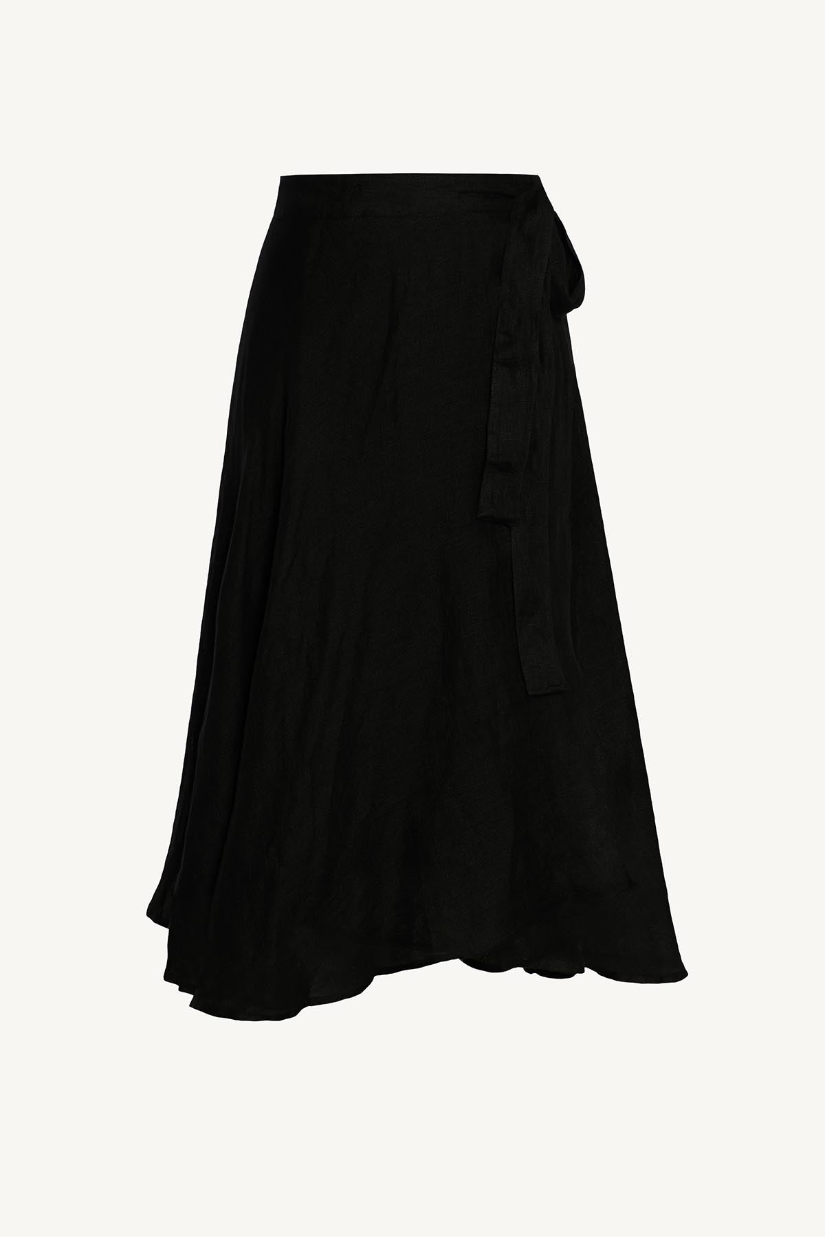 Lana Linen Wrap Skirt | Black EcoLinen