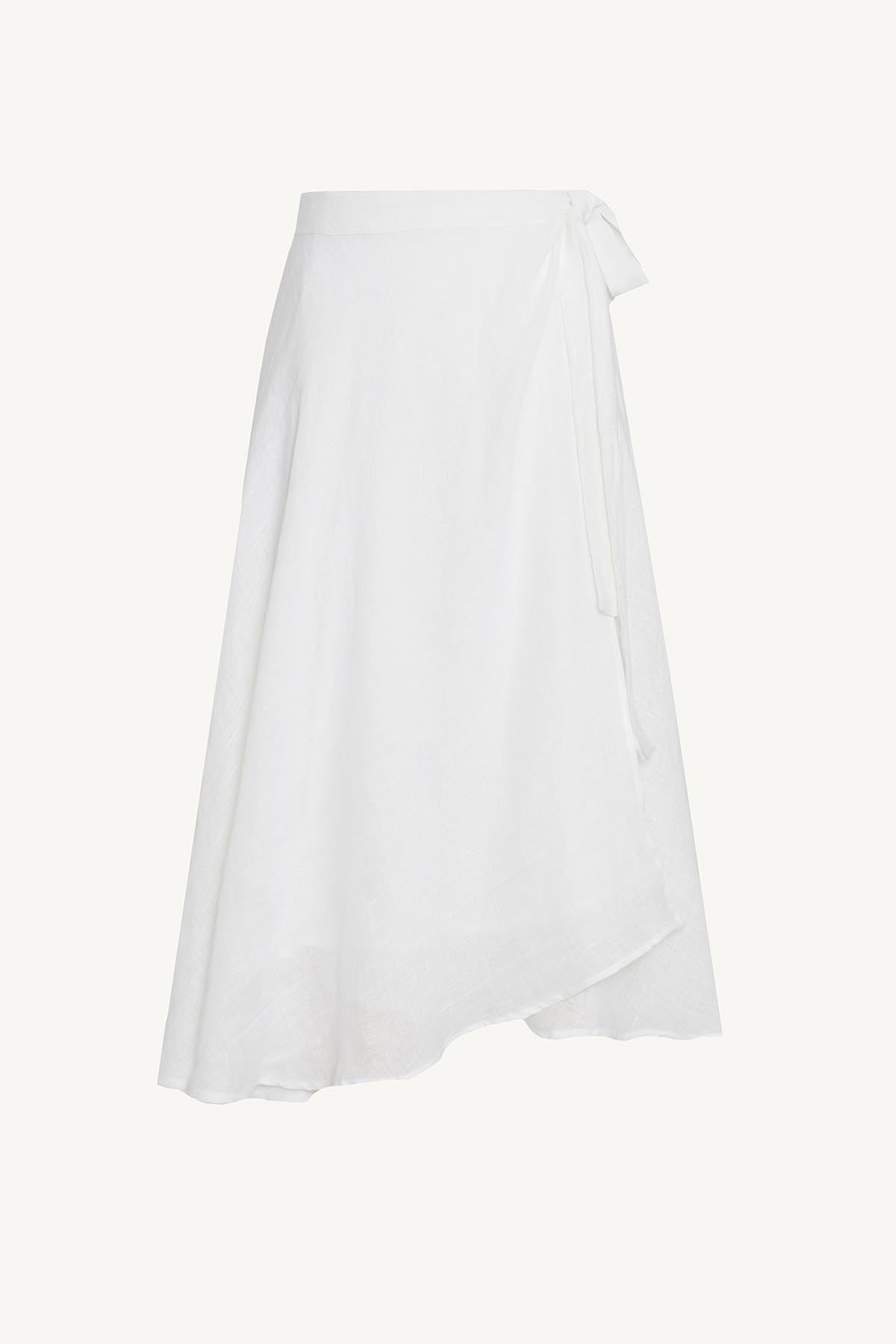 Lana Linen Wrap Skirt | White EcoLinen