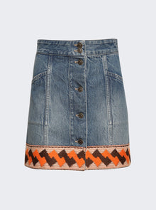 Women | VALENTINO | Embroidered Mini Denim Skirt Medium | Blue