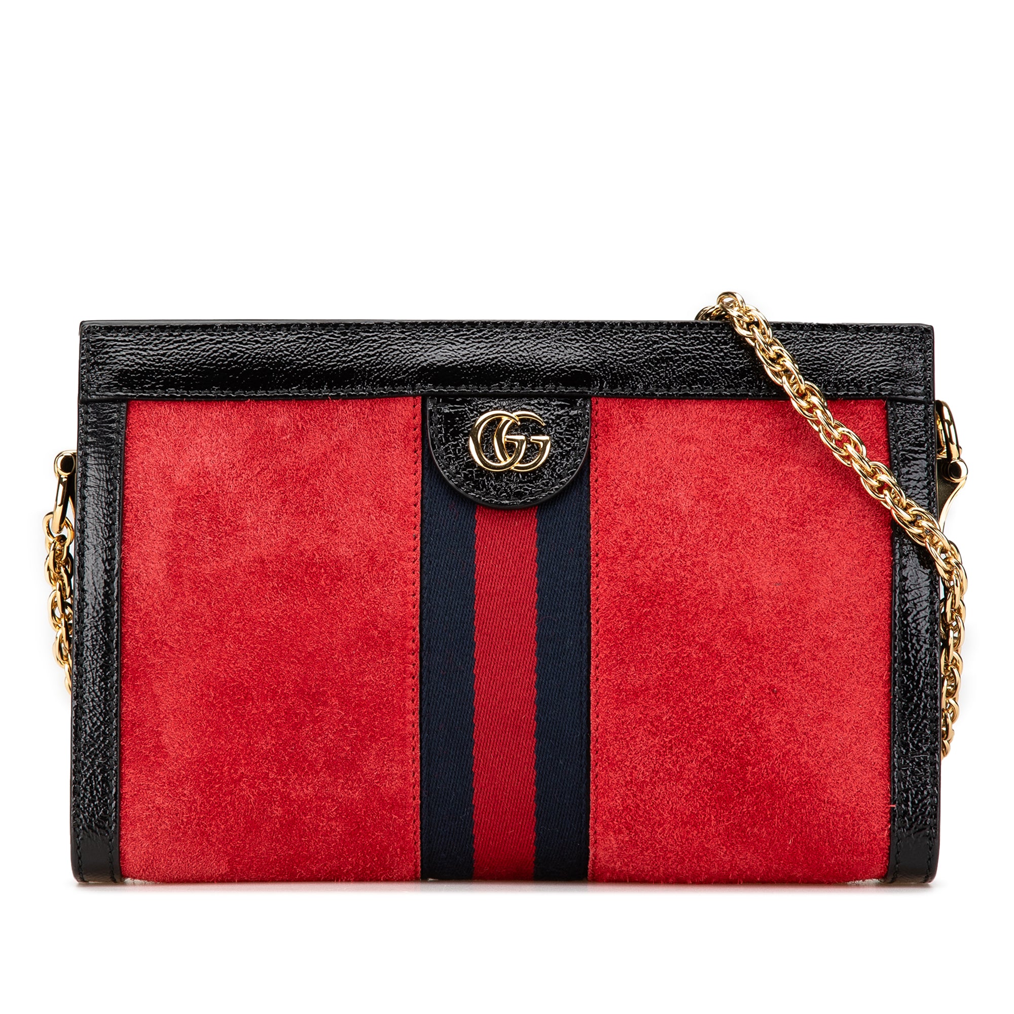 Gucci | Pre-Owned Small Suede Ophidia Chain Crossbody | Red