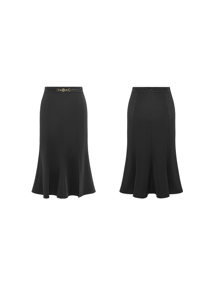 Triacetic Fishtail Midi Skirt | Black