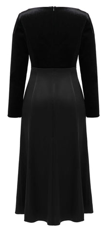 Triacetate Velvet Midi Dress | Black