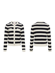 Striped Knitted Cardigan | Black
