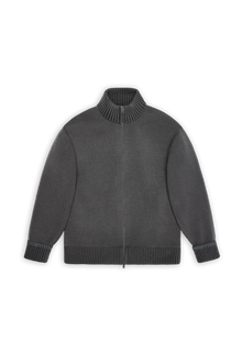 RAINS Sowa Knit Zip Cardigan Grey/Black Long Sleeve