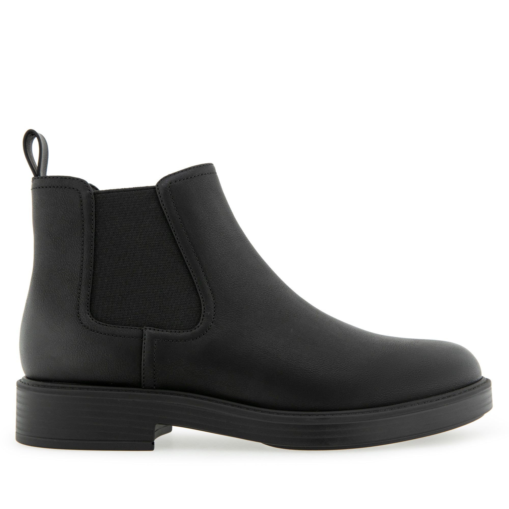 Poshan Bootie Low Block Heel | Black Burnished Faux Calf/Elastic