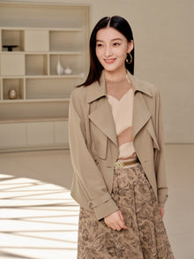 Wool Short Trench Coat | Khaki