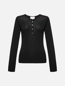 Slim round neck knit base sweater | Black