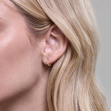 Womens | 0.06 CT Round Cut Lab Grown Accent Diamond | Small Huggie Hoop Earrings | 14K Yellow Gold Plated Silver | G-SI