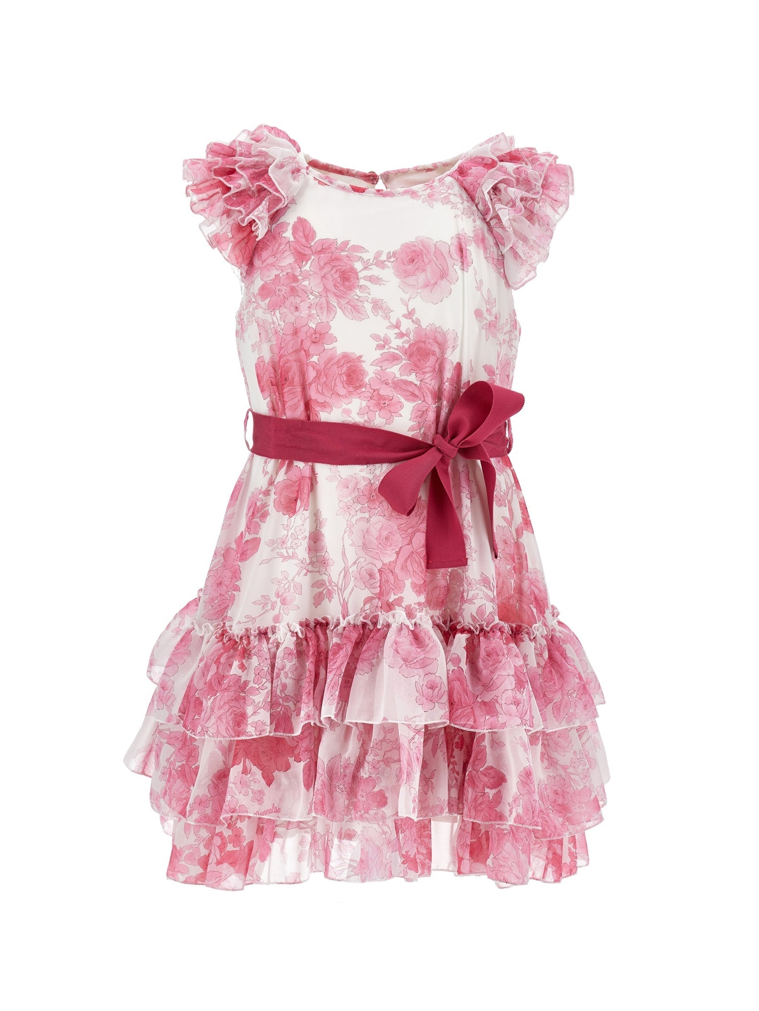 Girls | Low-Waisted Tulle Dress | Cream/Cyclamen