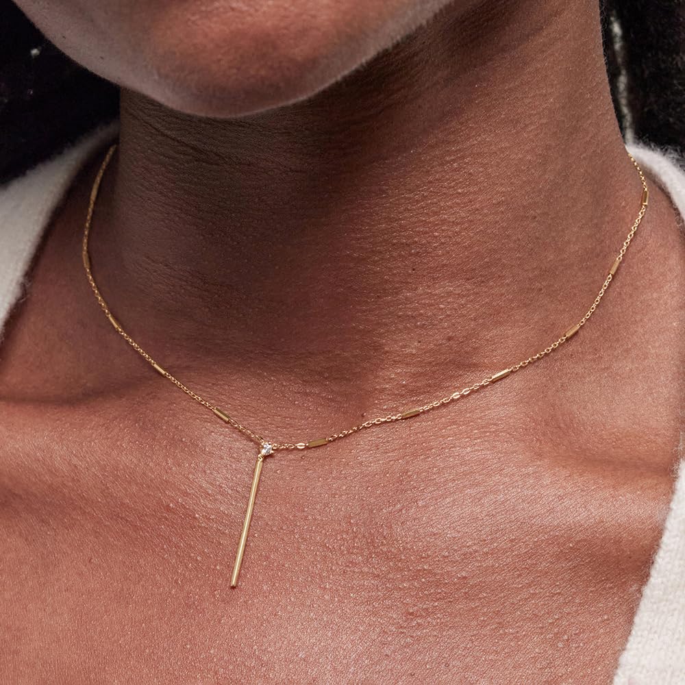 Womens | 0.11 CT Round Cut Lab Grown Accent Diamond | Fashion Pendant Necklace | 14K Yellow Gold Silver | G-SI