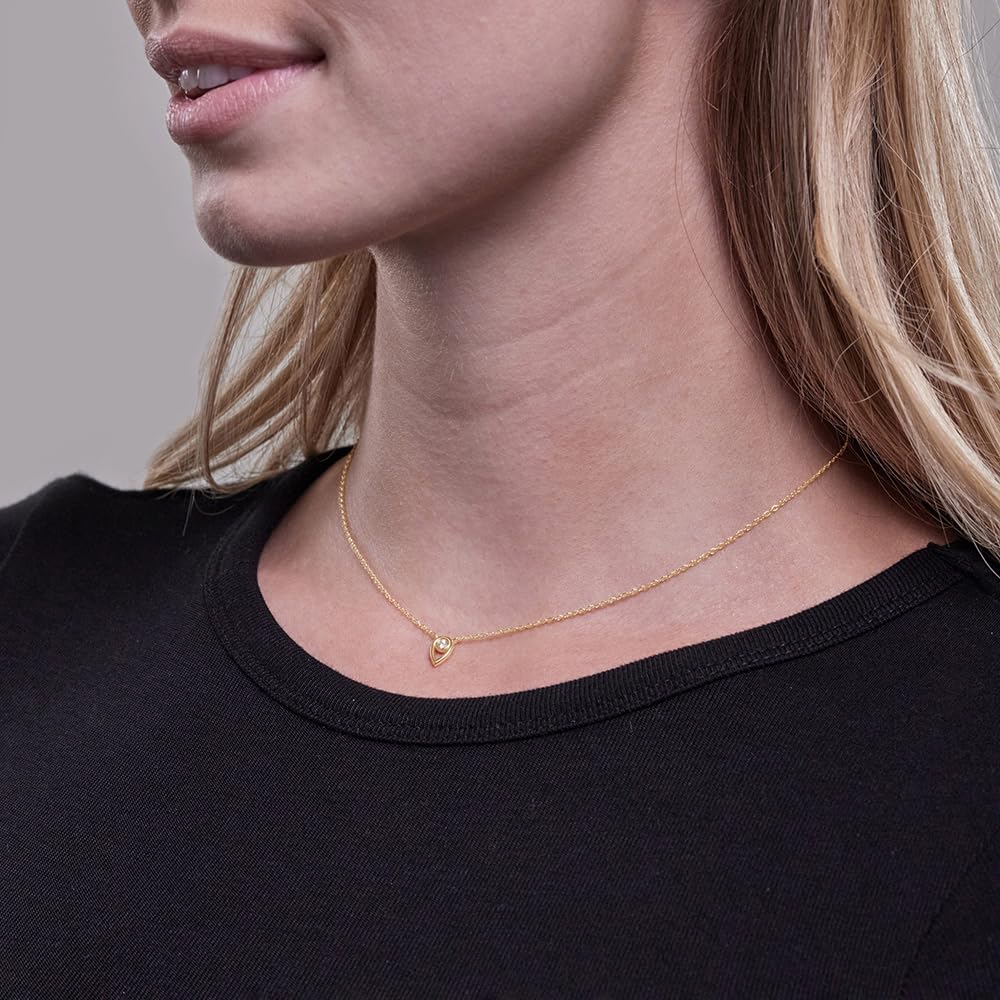 Womens | 0.06 CT Round Cut Lab Grown Accent Diamond | Fashion Pendant Necklace | 14K Yellow Gold Silver | G-SI