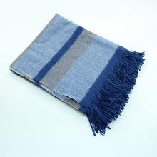 Cashmere Striped Throw With Fringes | Blue Combo