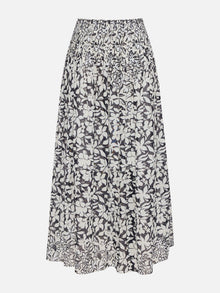 Cotton Printed Pleated Skirt | Black