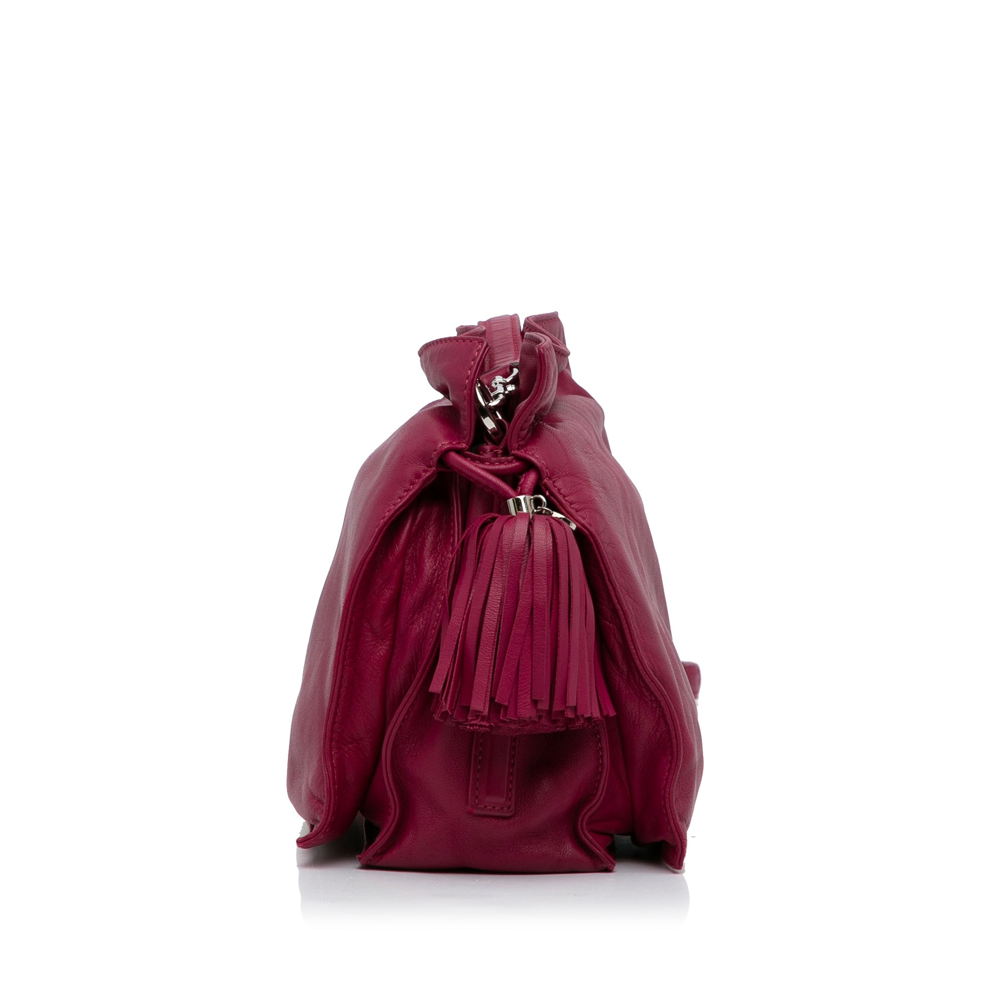 Loewe | Pre-Owned Small Leather Flamenco Crossbody Bag | Pink/Hot Pink